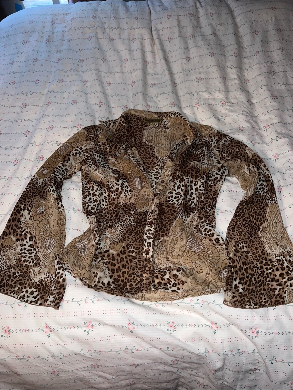 Notations Brown Leopard Print Button-Down Shirt